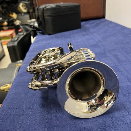 Used Mendini by Cecilio MPT-N Bb Nickel Plated Pocket Trumpet with Case and Mouthpiece Just Serviced - Image 3