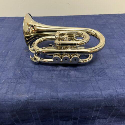 Used Mendini by Cecilio MPT-N Bb Nickel Plated Pocket Trumpet with Case and Mouthpiece Just Serviced - Image 10