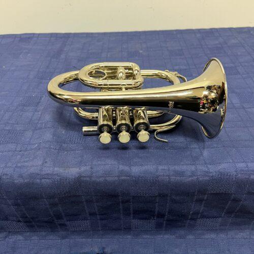 Used Mendini by Cecilio MPT-N Bb Nickel Plated Pocket Trumpet with Case and Mouthpiece Just Serviced - Image 11