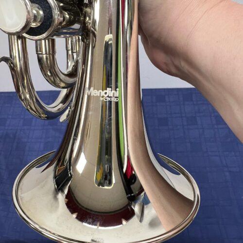 Used Mendini by Cecilio MPT-N Bb Nickel Plated Pocket Trumpet with Case and Mouthpiece Just Serviced - Image 12