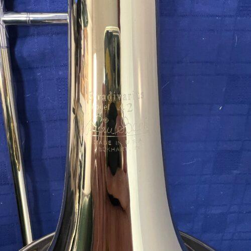 Used Bach Stradivarius Model 42 Bb Tenor Trombone with Open Flow F Attachment and Original Case - Image 5