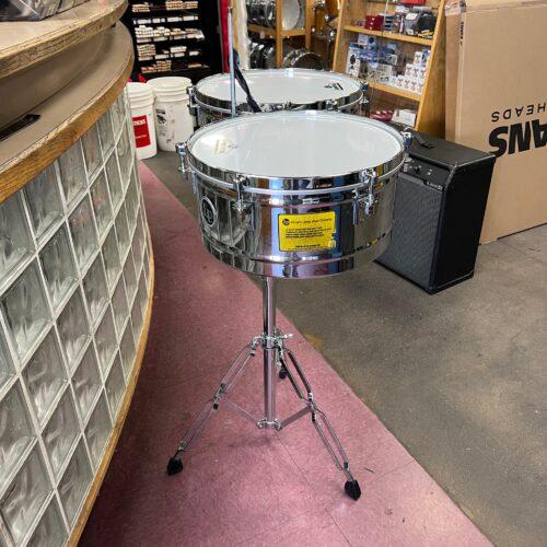 Used Latin Percussion LP Matador Deep Shell 14-/15-inch Timbales - Chrome with Stand - Image 5