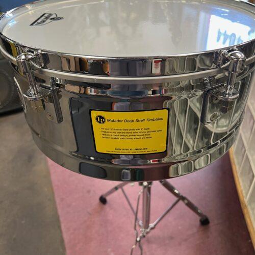 Used Latin Percussion LP Matador Deep Shell 14-/15-inch Timbales - Chrome with Stand - Image 9