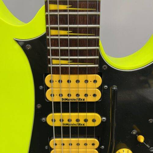 Used Ibanez RG1XXV RG 25th Anniversary Natural Solid Body Electric Guitar with Gig Bag Fluorescent Yellow - Image 8
