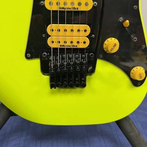 Used Ibanez RG1XXV RG 25th Anniversary Natural Solid Body Electric Guitar with Gig Bag Fluorescent Yellow - Image 9