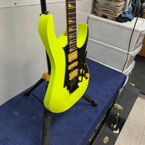 Used Ibanez RG1XXV RG 25th Anniversary Natural Solid Body Electric Guitar with Gig Bag Fluorescent Yellow - Image 11