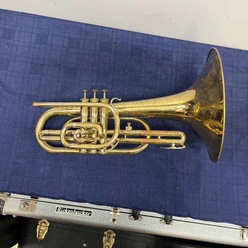 Vintage Olds Fullerton Marching Bb Mellophone with Original Case 1977 - Image 2