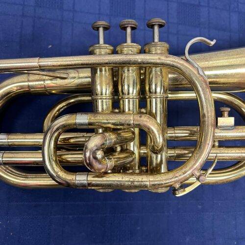 Vintage Olds Fullerton Marching Bb Mellophone with Original Case 1977 - Image 4