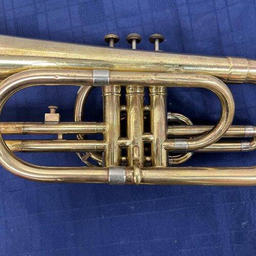 Vintage Olds Fullerton Marching Bb Mellophone with Original Case 1977 - Image 11