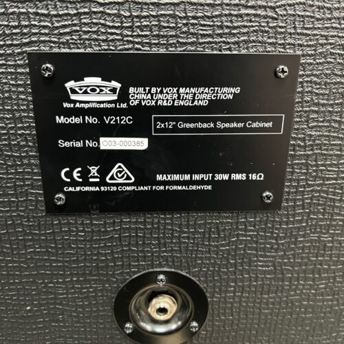 Used Vox V212C 2x12" Celestion Greenback Guitar Extension Speaker Cabinet Open Back 50-Watt - Image 4