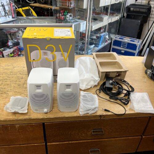 Used Adam Audio D3V Active Desktop Monitor System White 3.5-inch Powered Studio Monitor Pair with Original Box Packaging and Cables