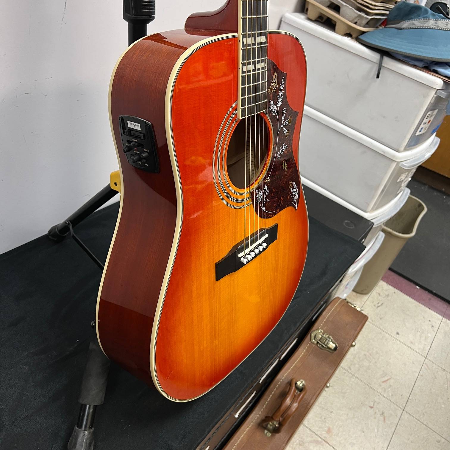 Used Epiphone Hummingbird Pro FC 6-String Acoustic Electric Guitar Faded Cherry - Image 9