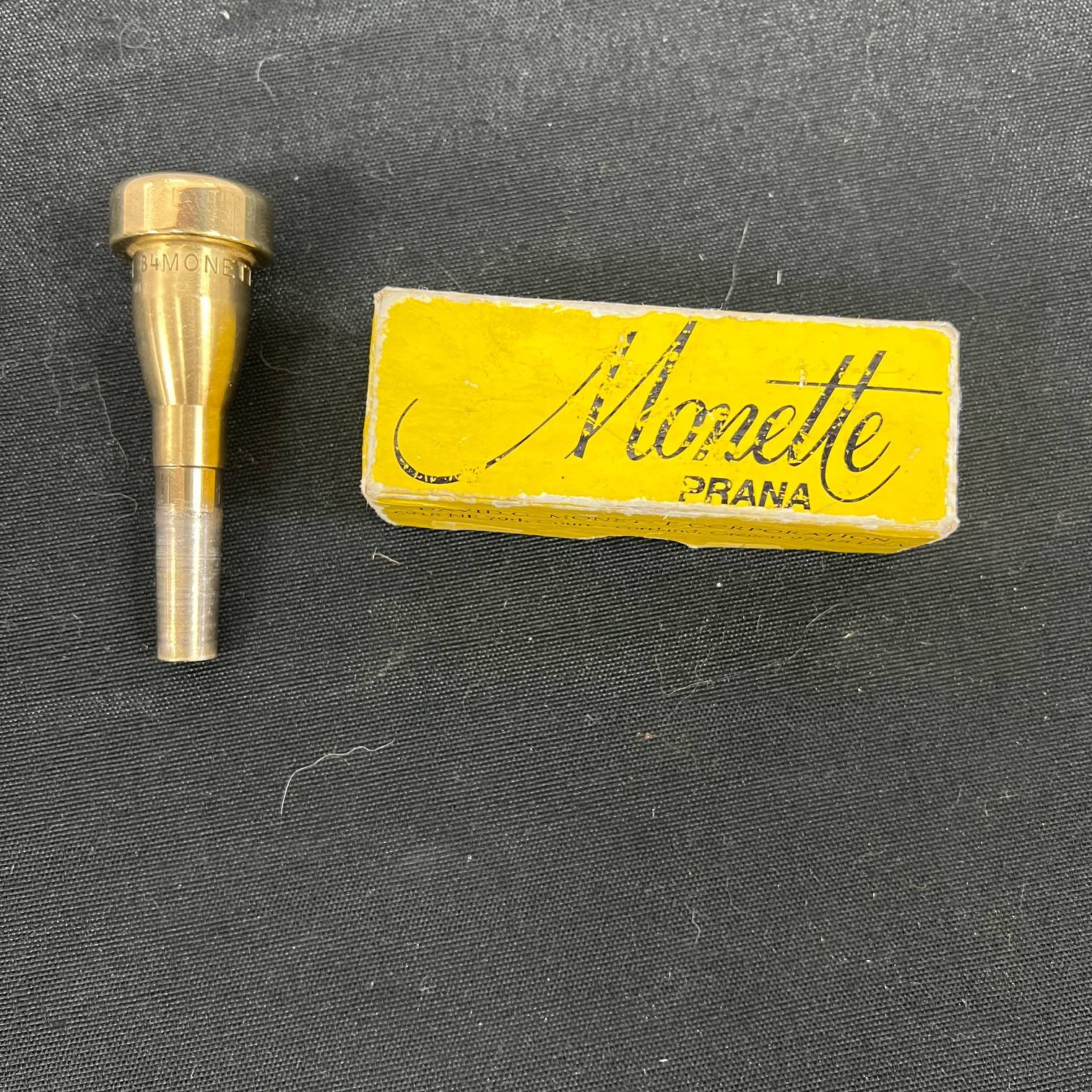 Used Monette Prana B2LDS1 84 Bb Trumpet Mouthpiece Brushed 24k Gold Finish with Original Box