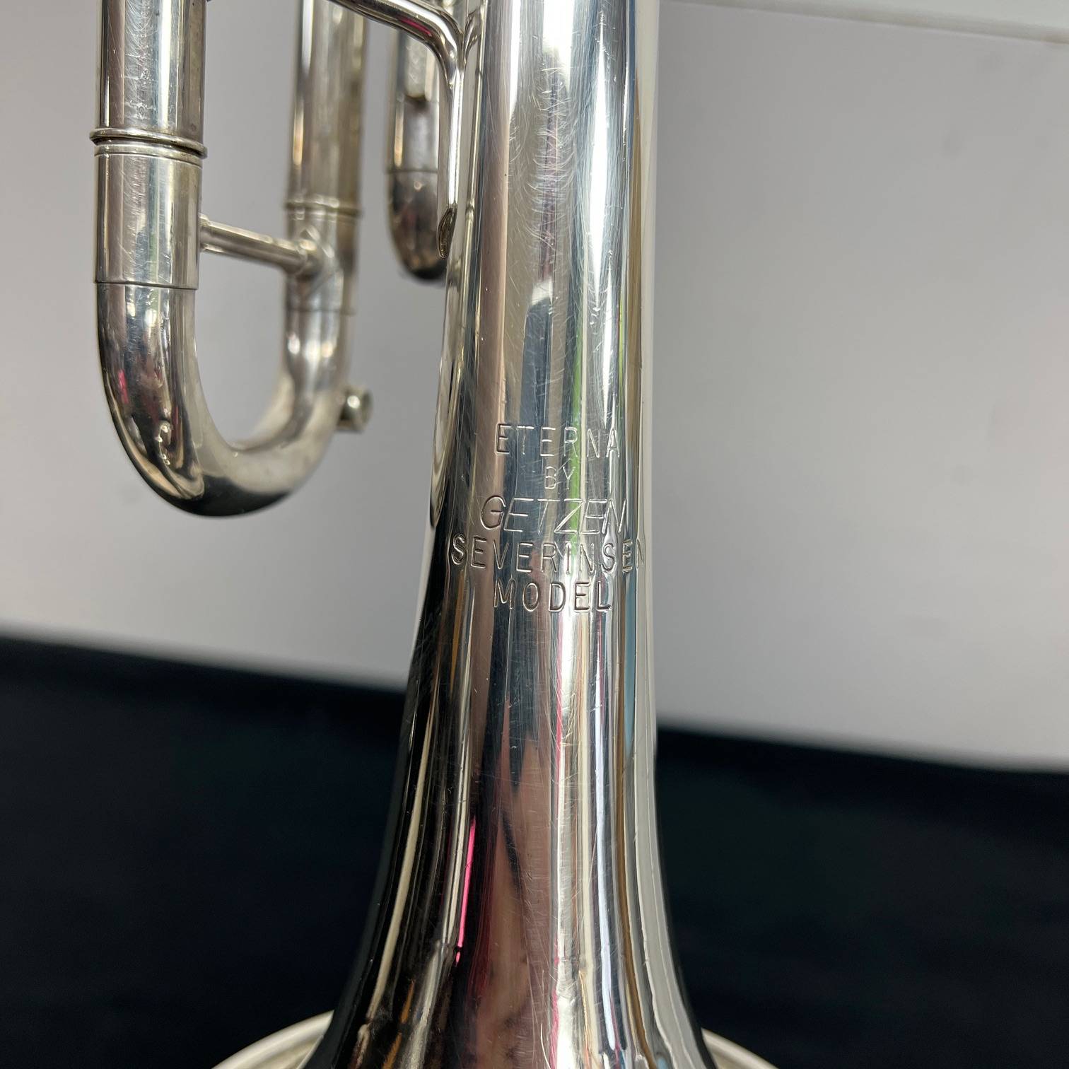 Vintage Getzen Eterna Severinsen Large Bore Silver Bb Trumpet with Case 1968-1971 - Image 9