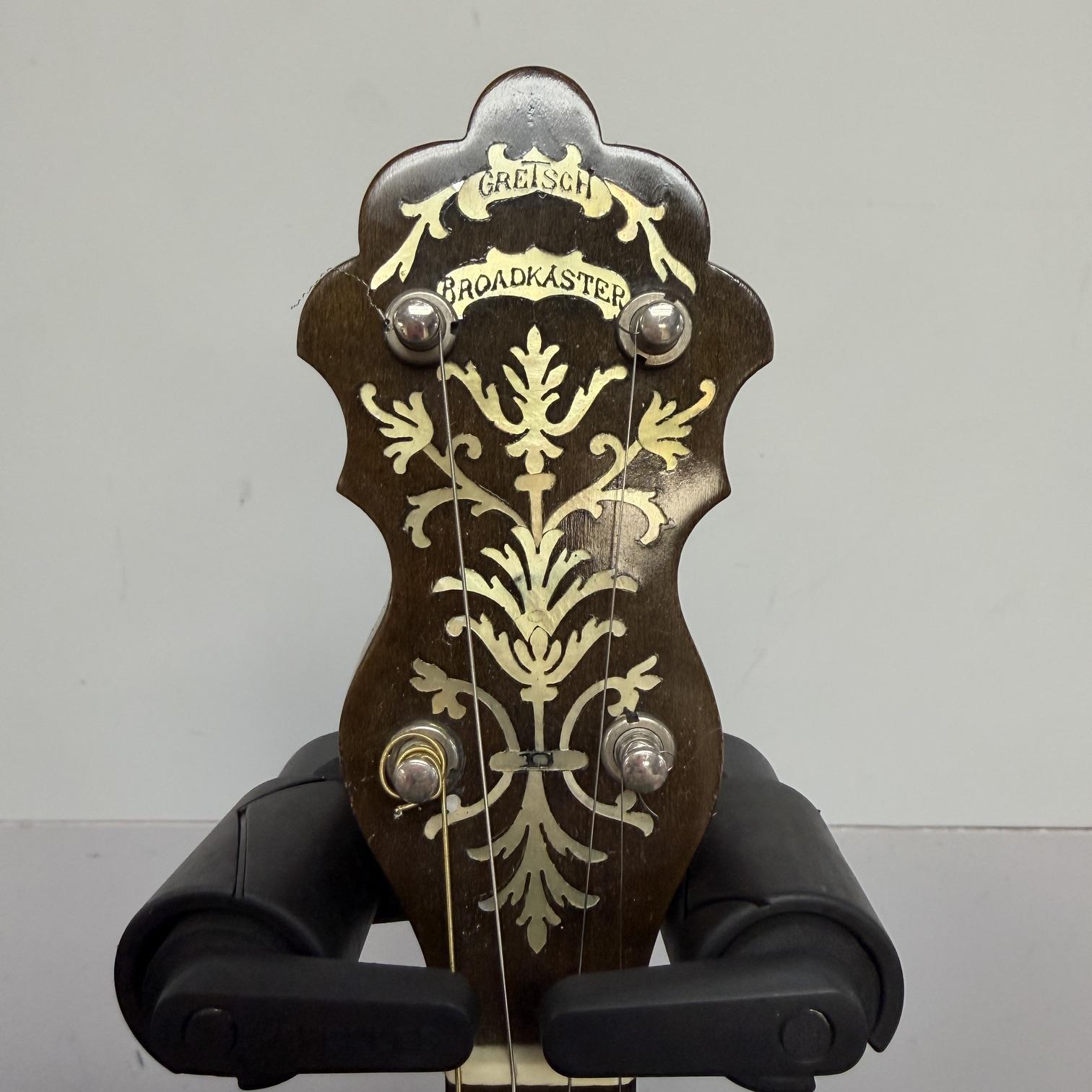 Vintage Gretsch Broadkaster Neck with Orchestrella Body 4-String Tenor Banjo with Resonator and Case - Image 4