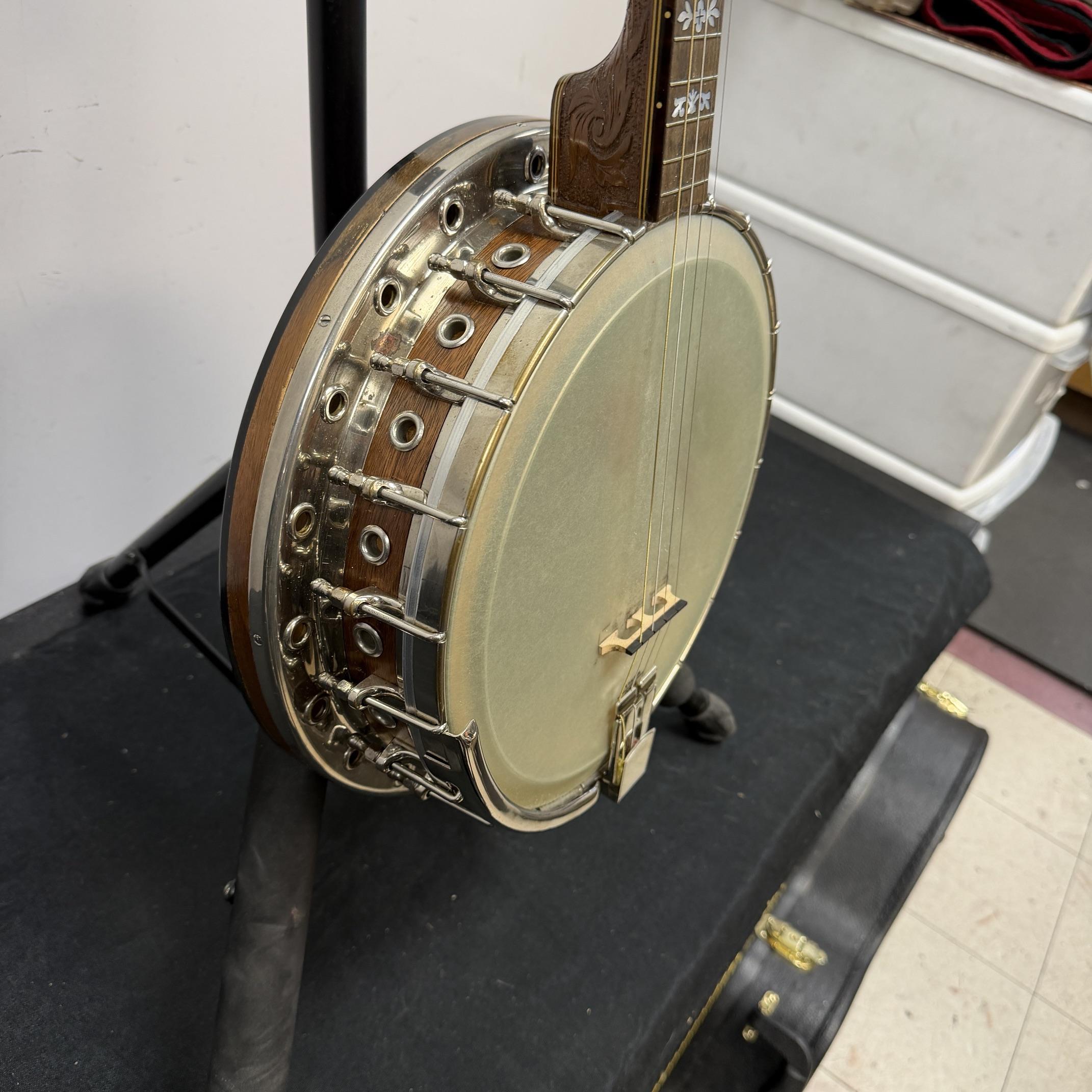 Vintage Gretsch Broadkaster Neck with Orchestrella Body 4-String Tenor Banjo with Resonator and Case - Image 10