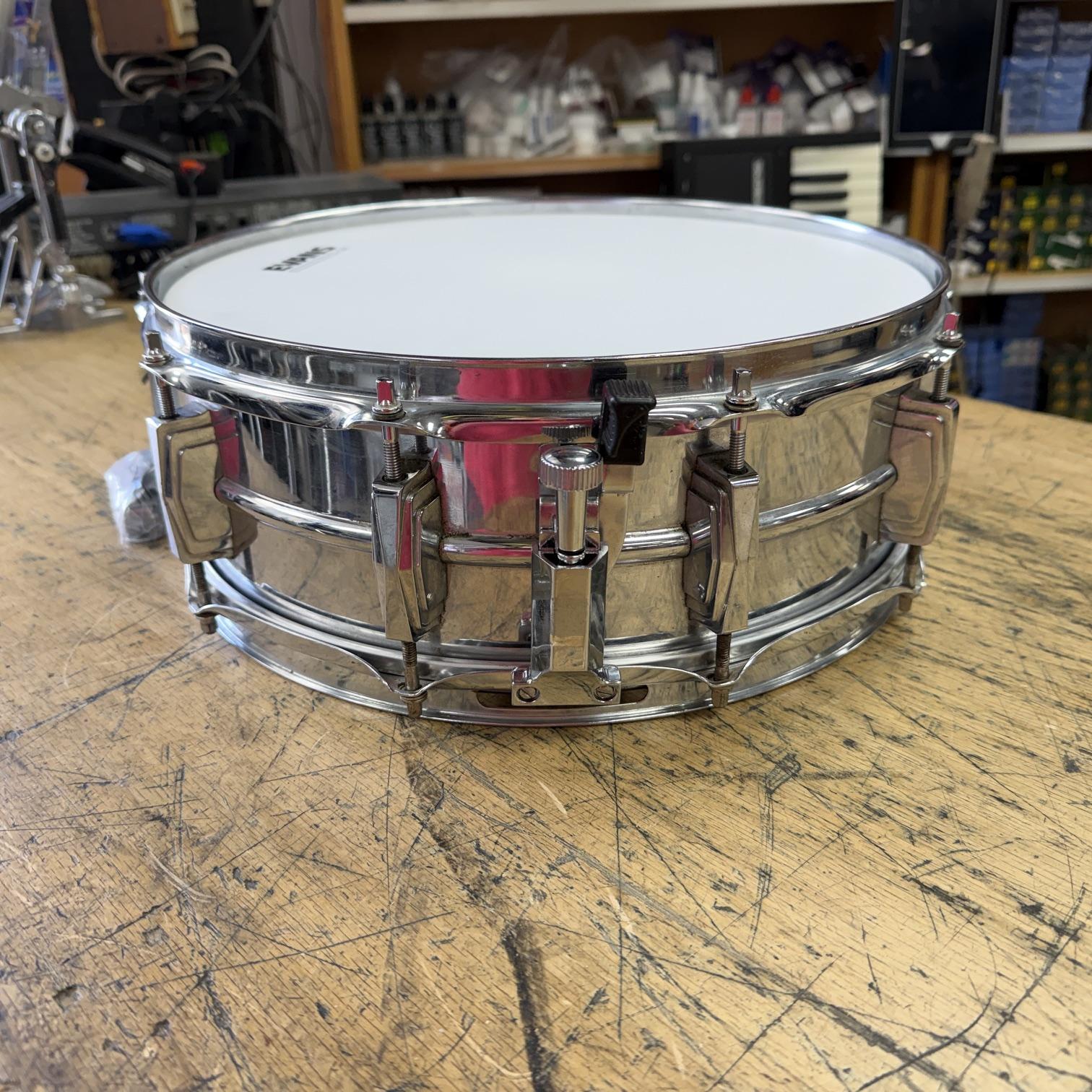 Vintage 1967 Ludwig 14"x5" Chrome over Brass Snare Drum Keystone Badge No. 400? Supraphonic? - Image 4