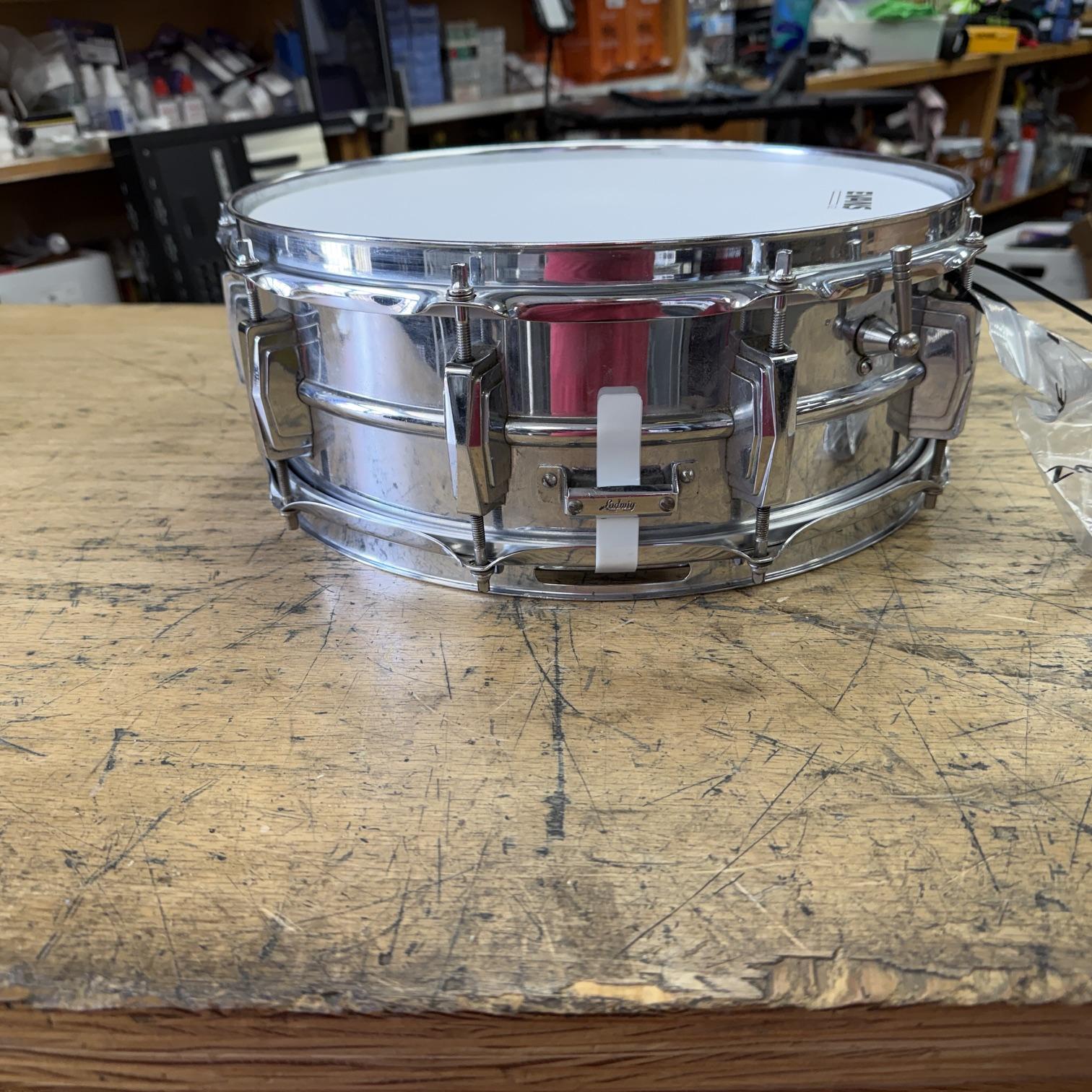 Vintage 1967 Ludwig 14"x5" Chrome over Brass Snare Drum Keystone Badge No. 400? Supraphonic? - Image 5