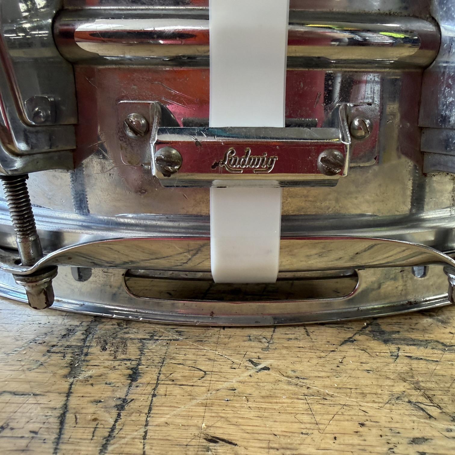 Vintage 1967 Ludwig 14"x5" Chrome over Brass Snare Drum Keystone Badge No. 400? Supraphonic? - Image 6