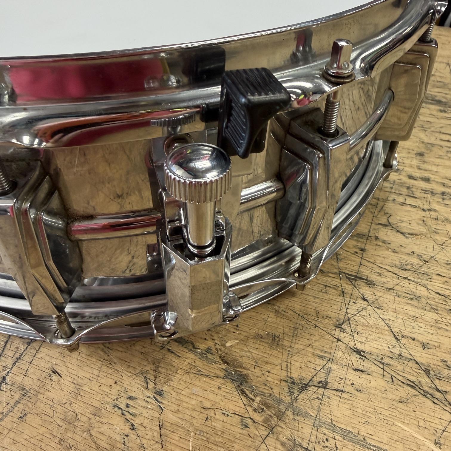 Vintage 1967 Ludwig 14"x5" Chrome over Brass Snare Drum Keystone Badge No. 400? Supraphonic? - Image 8