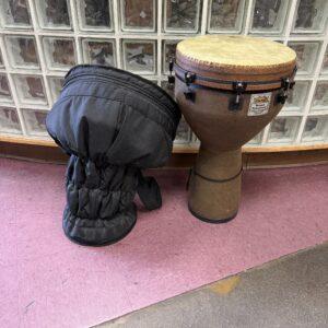 Used Remo World Percussion 14" Wood Djembe Drum with Kaces Gig Bag & Tuning Wrench
