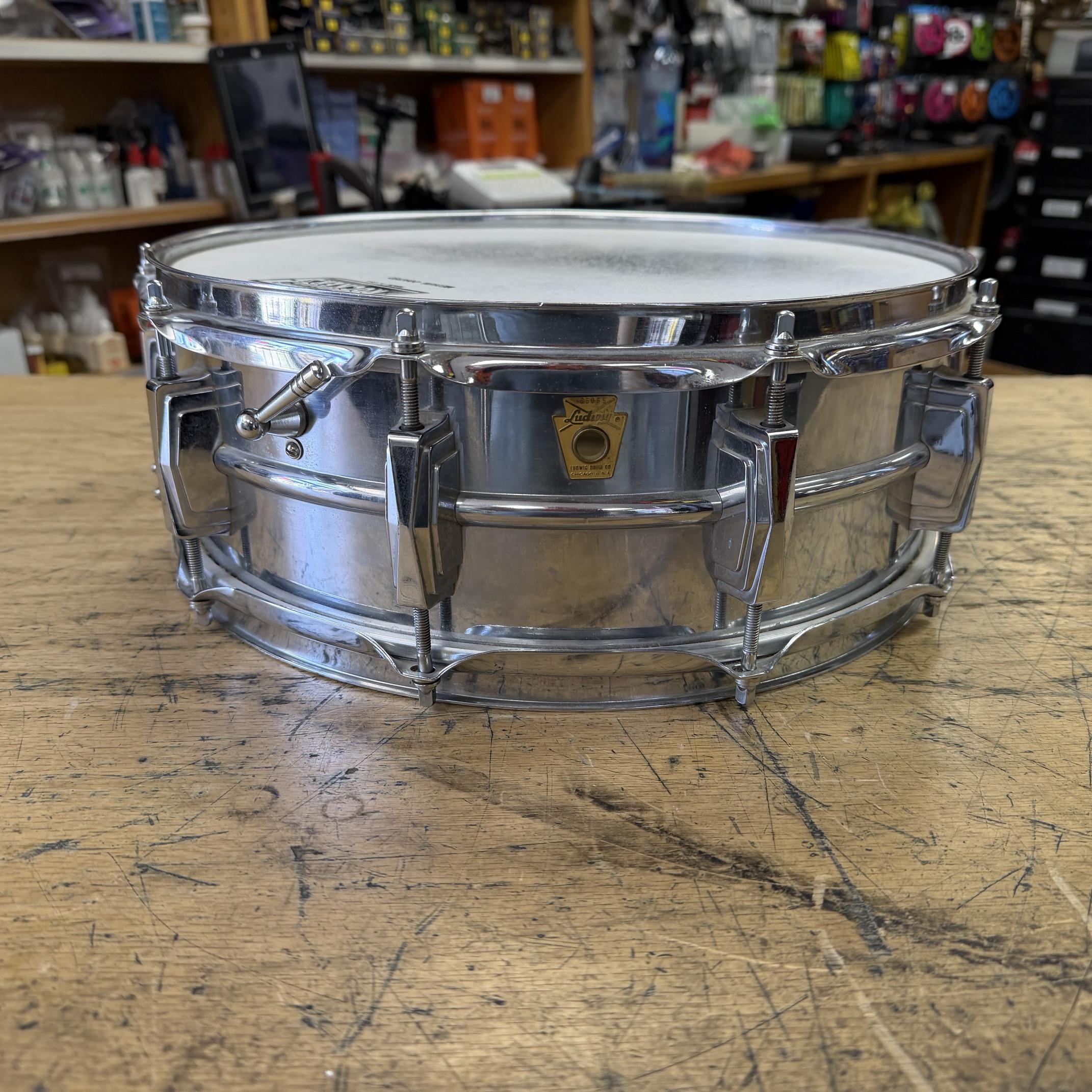 Vintage 1966 Ludwig 14"x5" Ludaloy Aluminum Snare Drum Keystone Badge No. 400? Supraphonic?
