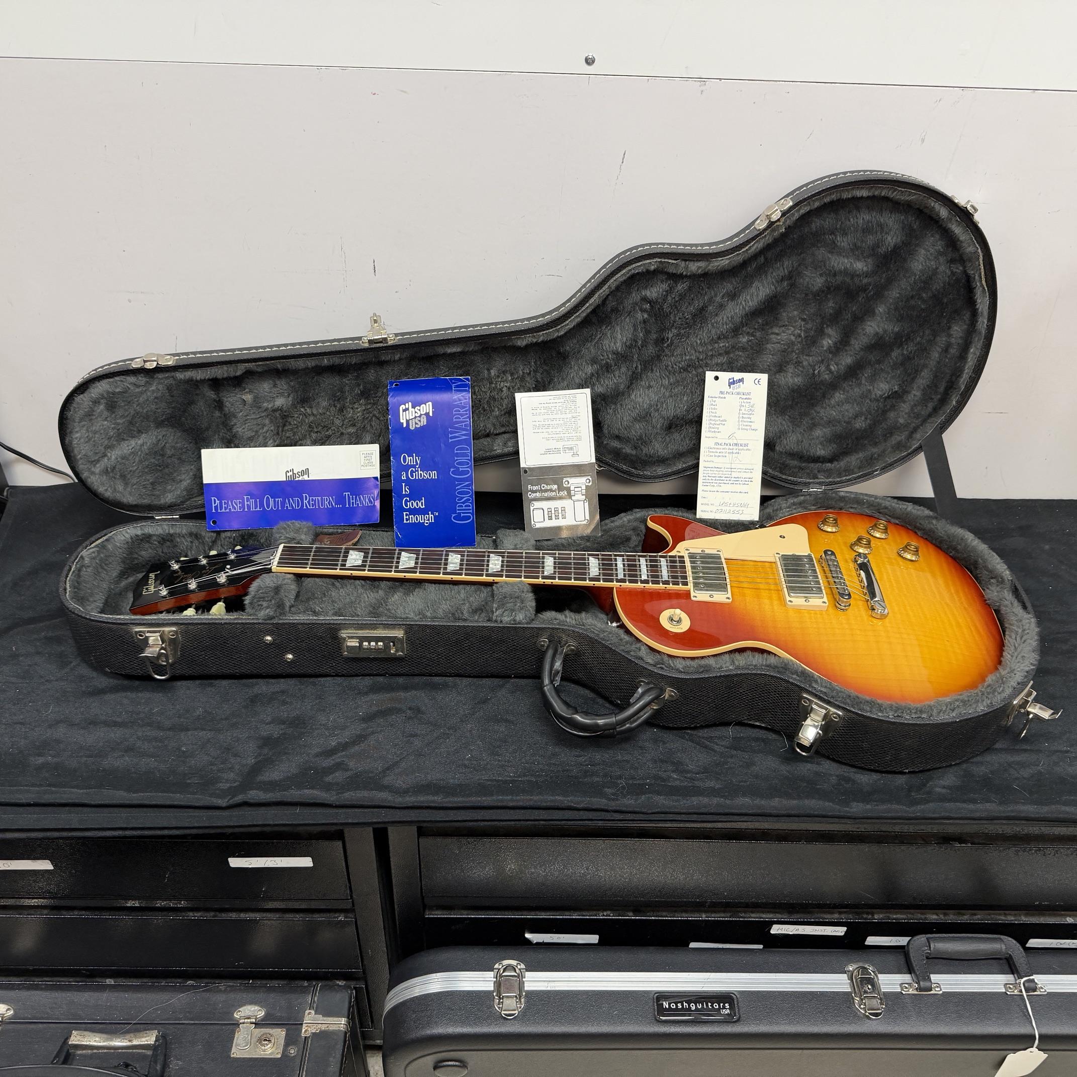 Used Gibson Les Paul LP5+HSNH1 Standard Electric Guitar with Case 2002 Heritage Cherry Sunburst