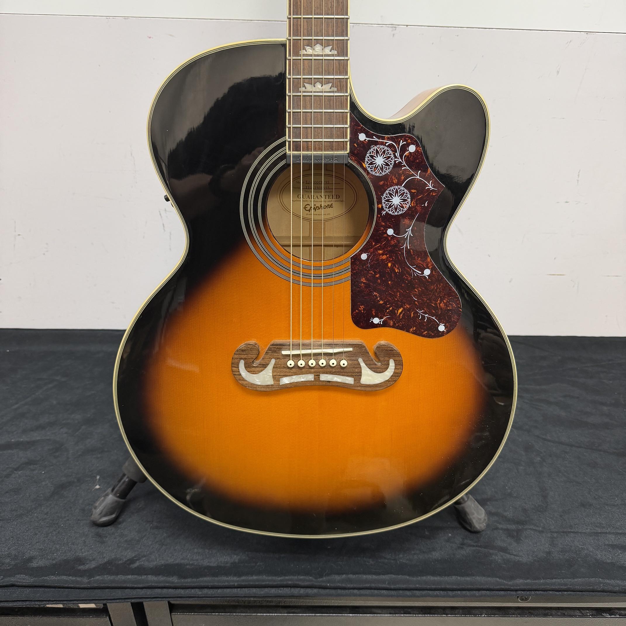 Used Epiphone EJ-200CE VS Super Jumbo Acoustic Electric Guitar Vintage Sunburst with Case 2011 - Image 8