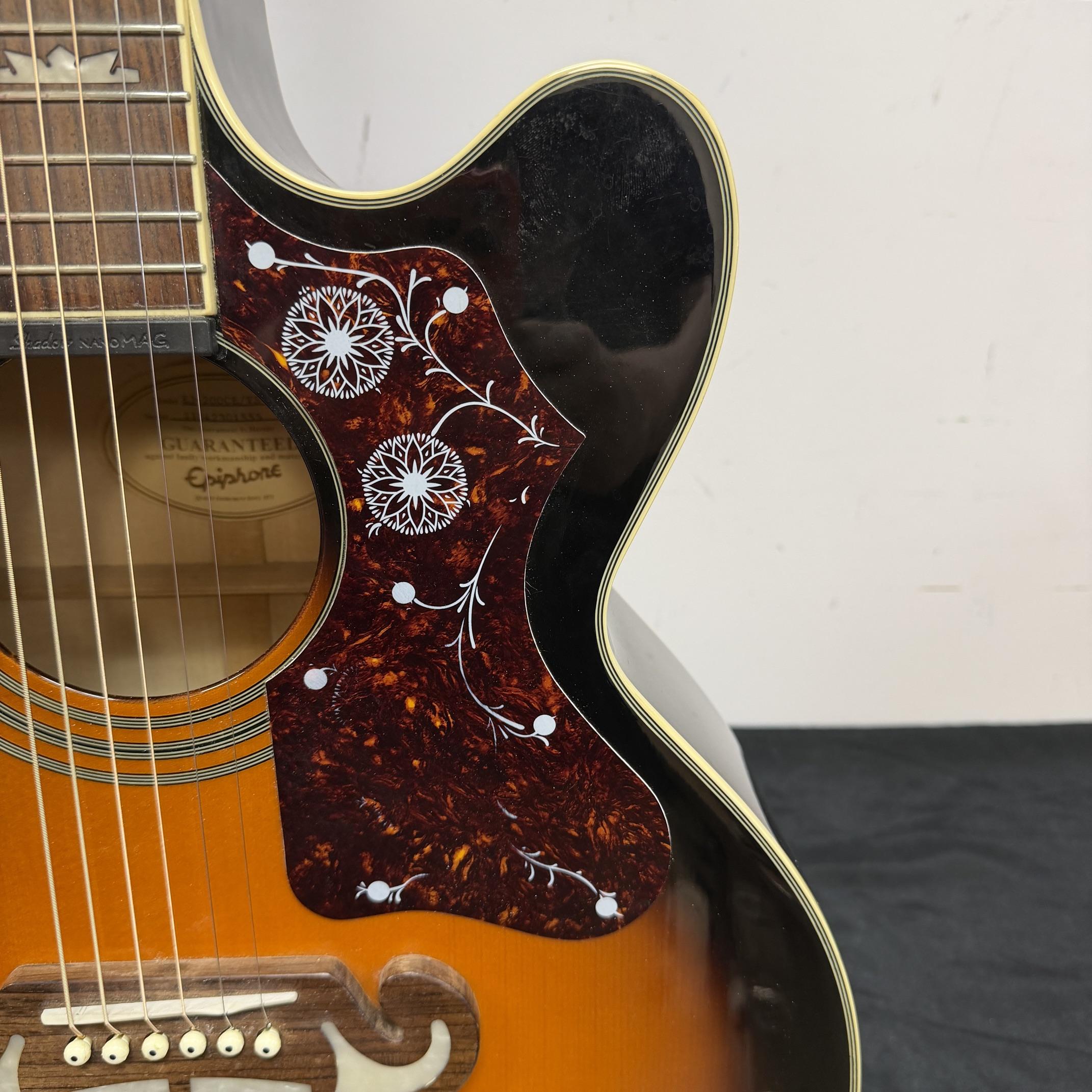 Used Epiphone EJ-200CE VS Super Jumbo Acoustic Electric Guitar Vintage Sunburst with Case 2011 - Image 10