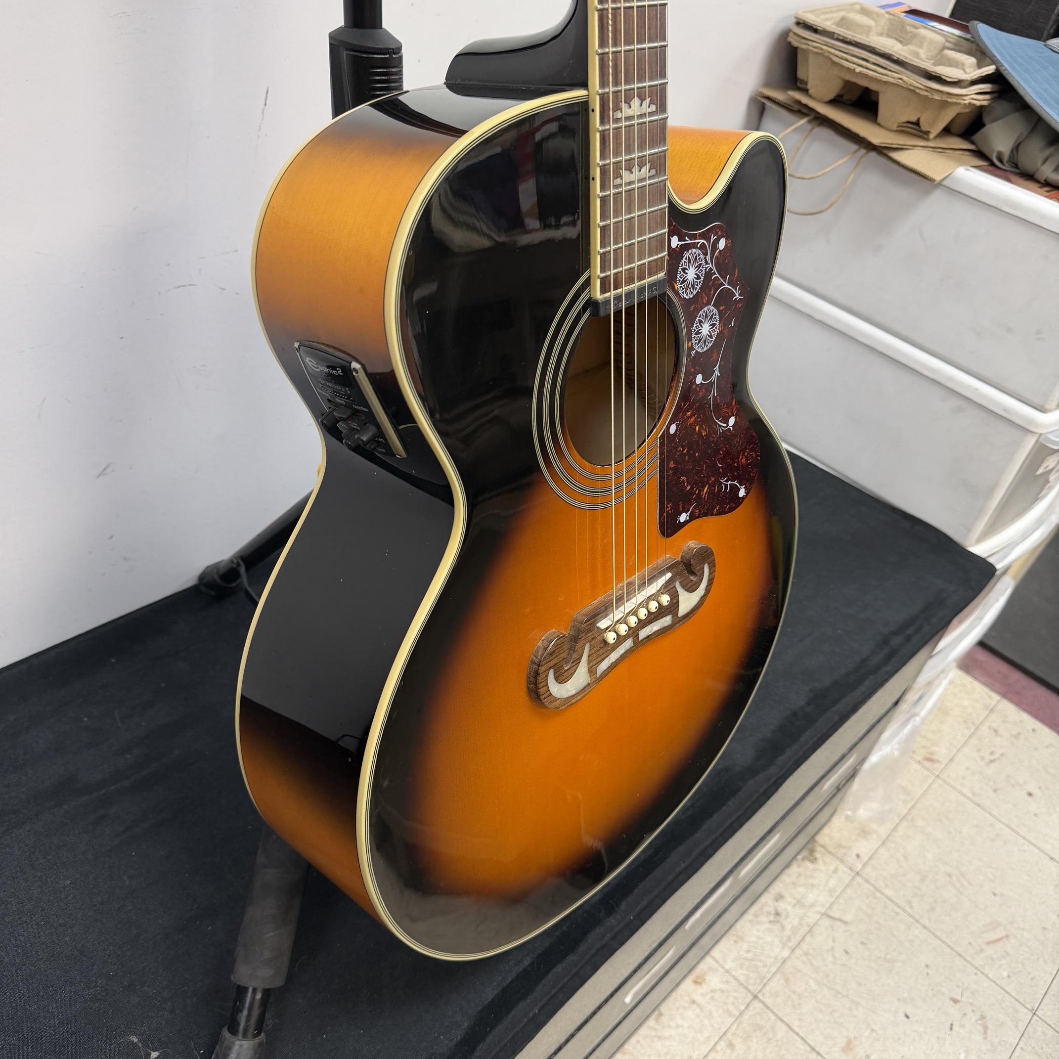 Used Epiphone EJ-200CE VS Super Jumbo Acoustic Electric Guitar Vintage Sunburst with Case 2011 - Image 13