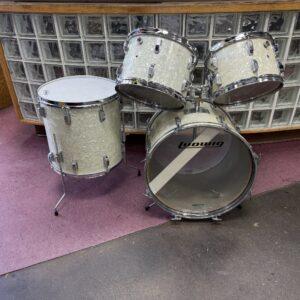 Vintage Rogers R-360 White Oyster Wrap 4-piece Drum Set Made in Japan 1970's