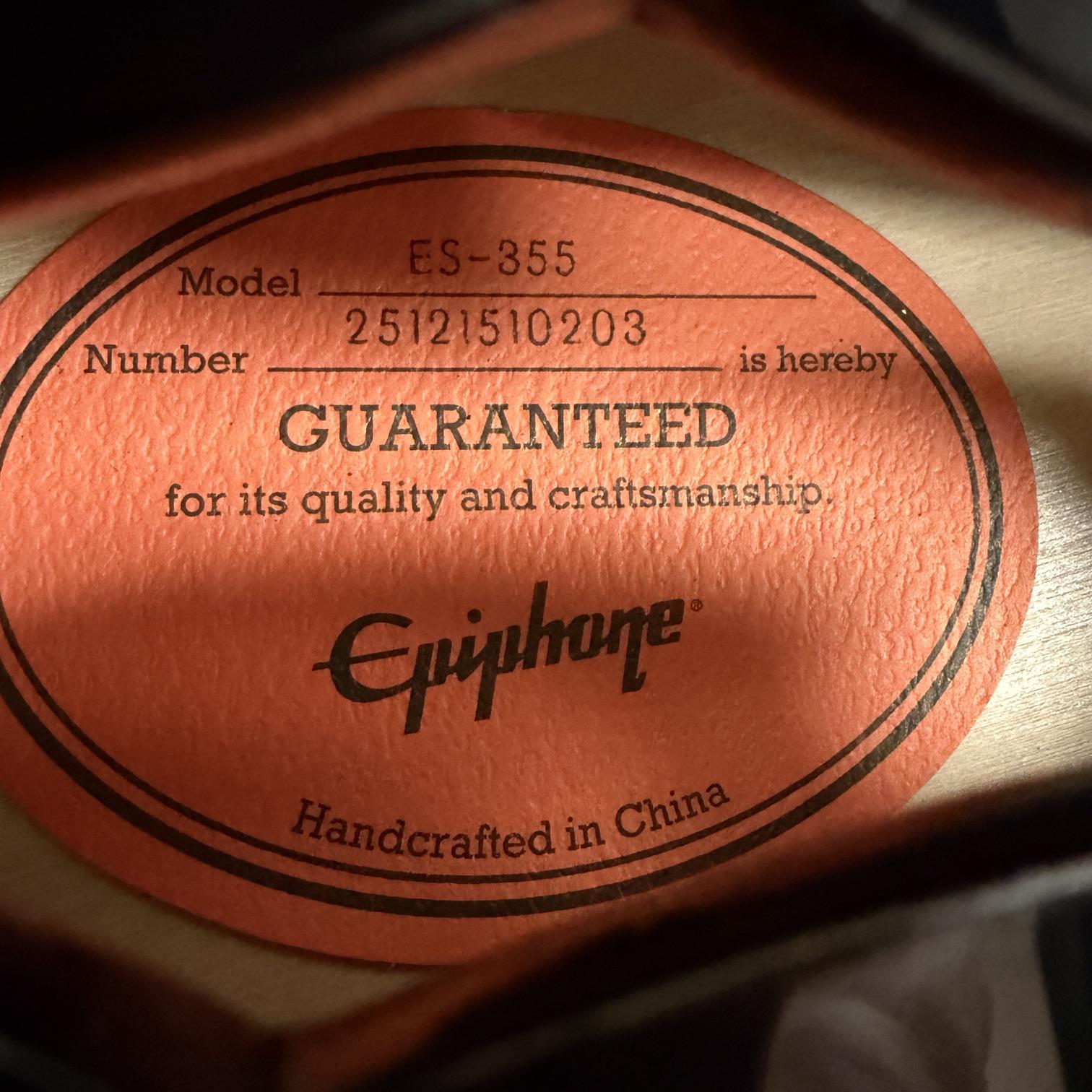 Used Epiphone ES-355 Semi-Hollowbody Electric Guitar Ebony with Original Hardshell Case 2025 - Image 2