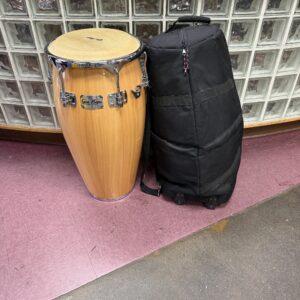 Used Gon Bops Tumbao Series 11" Conga Drum Natural with Gator Rolling Gig Bag