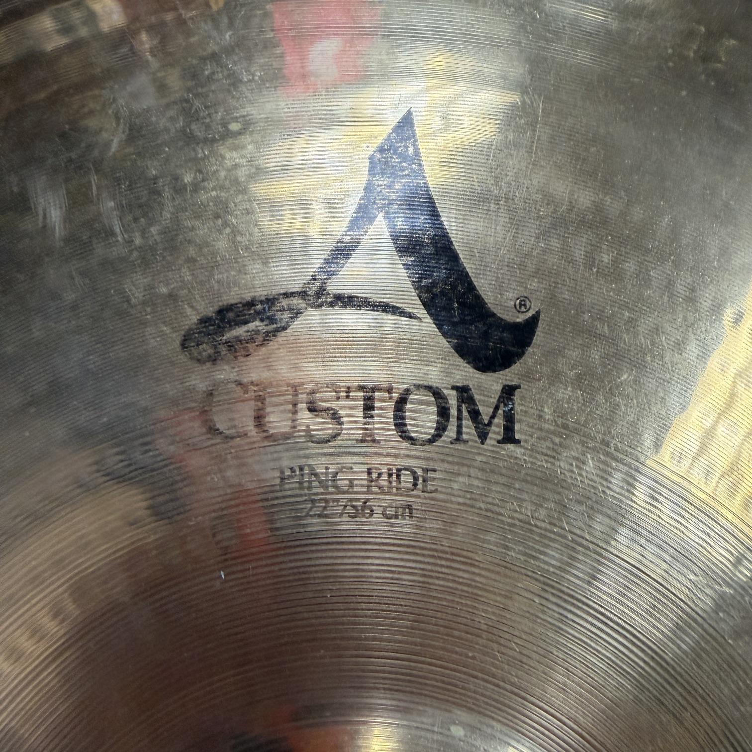 Used Zildjian 22" A Custom Ping Ride Cymbal Brilliant 3732 grams - Image 2