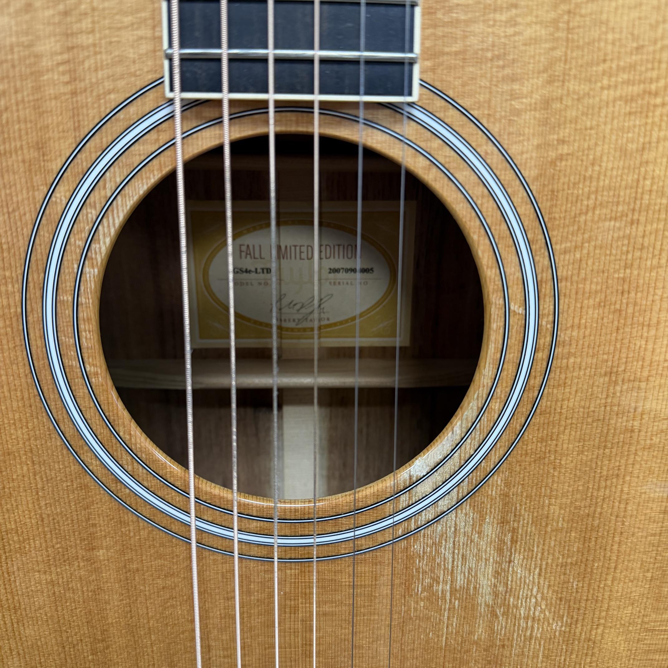 Used 2007 Taylor GS4e-LTD Fall Limited Tasmanian Blackwood - Natural | 1 / 400 Limited Edition | All Solid USA Grand Symphony Acoustic Guitar Pickup | OHSC - Image 9