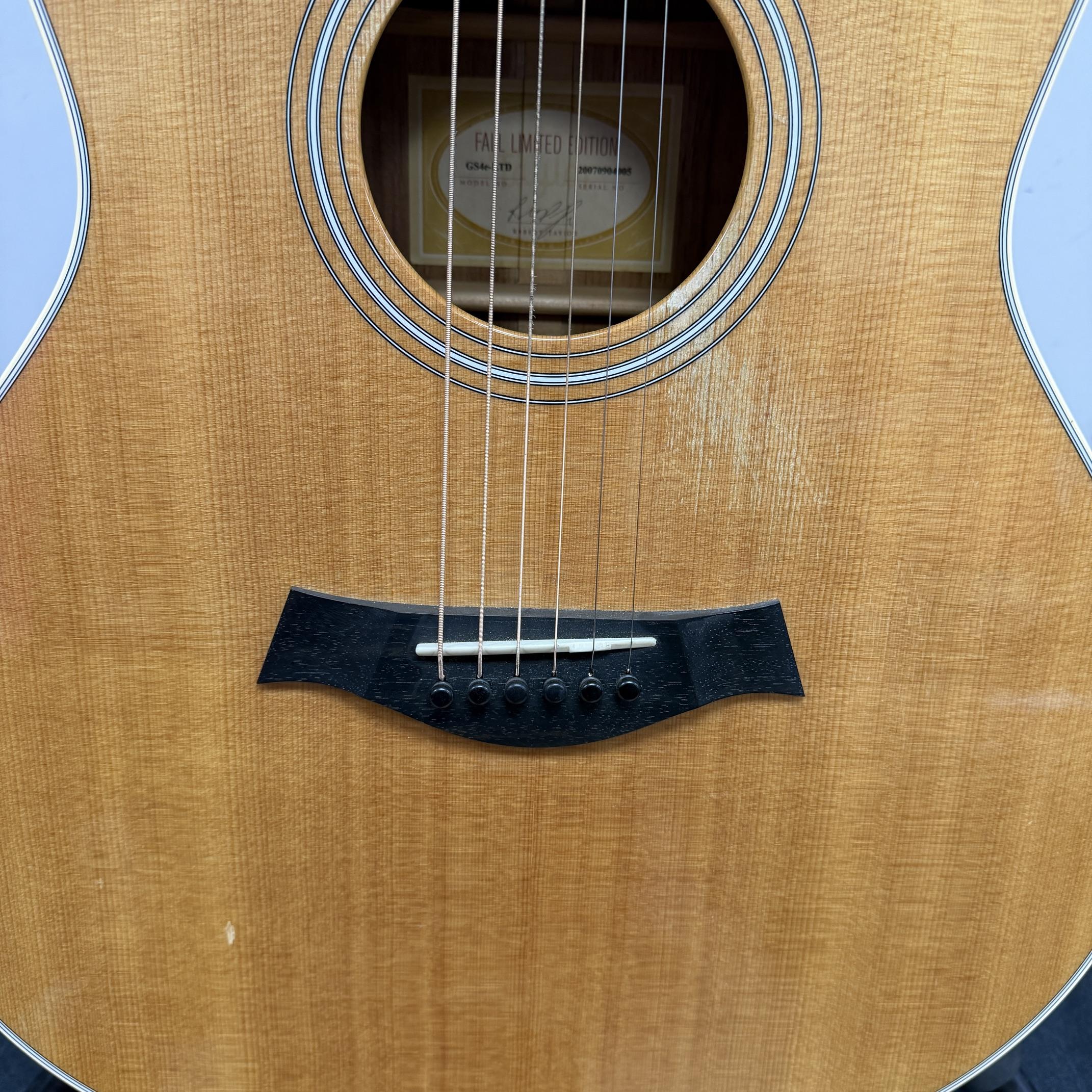 Used 2007 Taylor GS4e-LTD Fall Limited Tasmanian Blackwood - Natural | 1 / 400 Limited Edition | All Solid USA Grand Symphony Acoustic Guitar Pickup | OHSC - Image 10