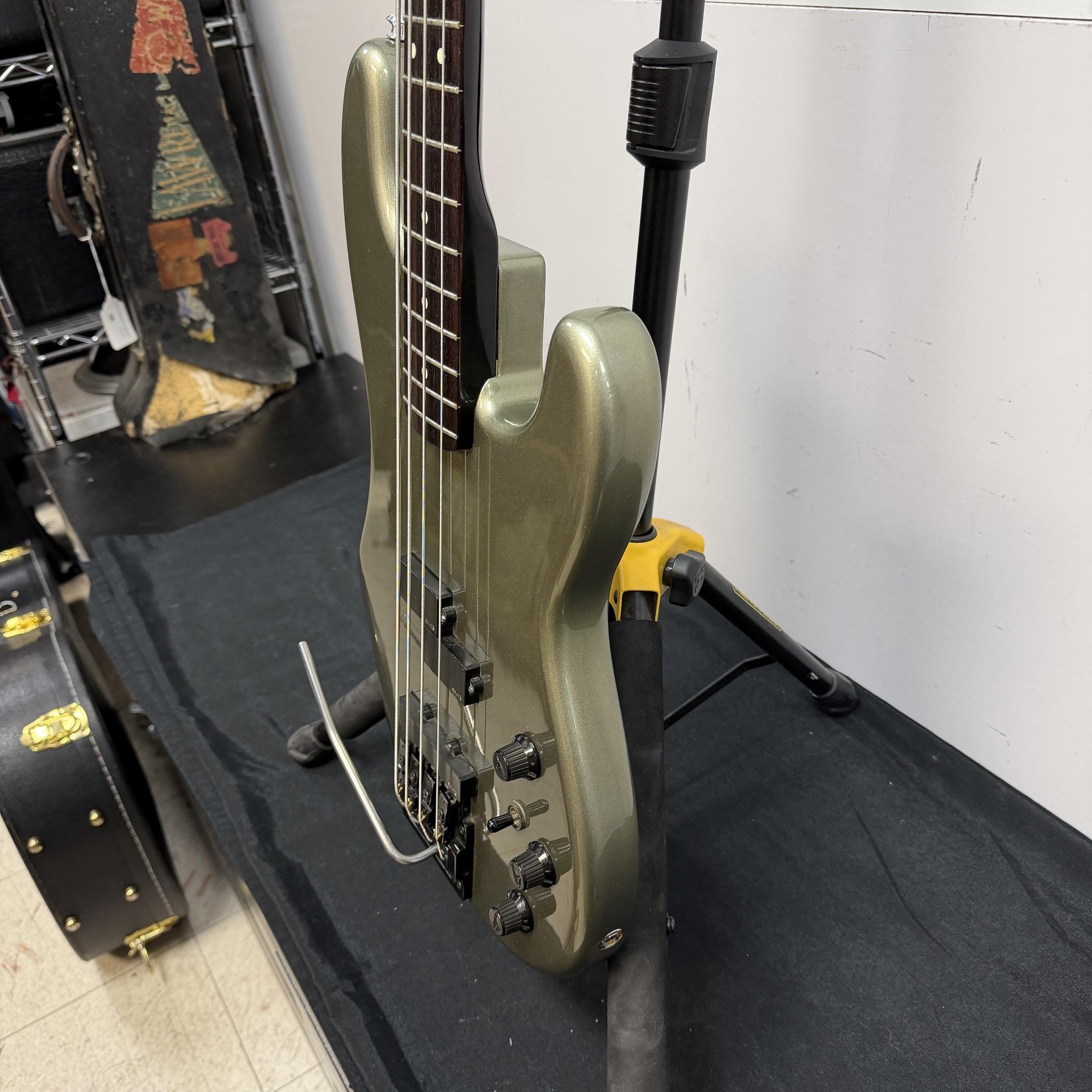 Vintage Fender P-J Bass 4-String Electric Bass Guitar Silver Jade Made in Japan Factory Kahler Tremolo Bridge Active EMG Pickups 1985-1986 - Image 15