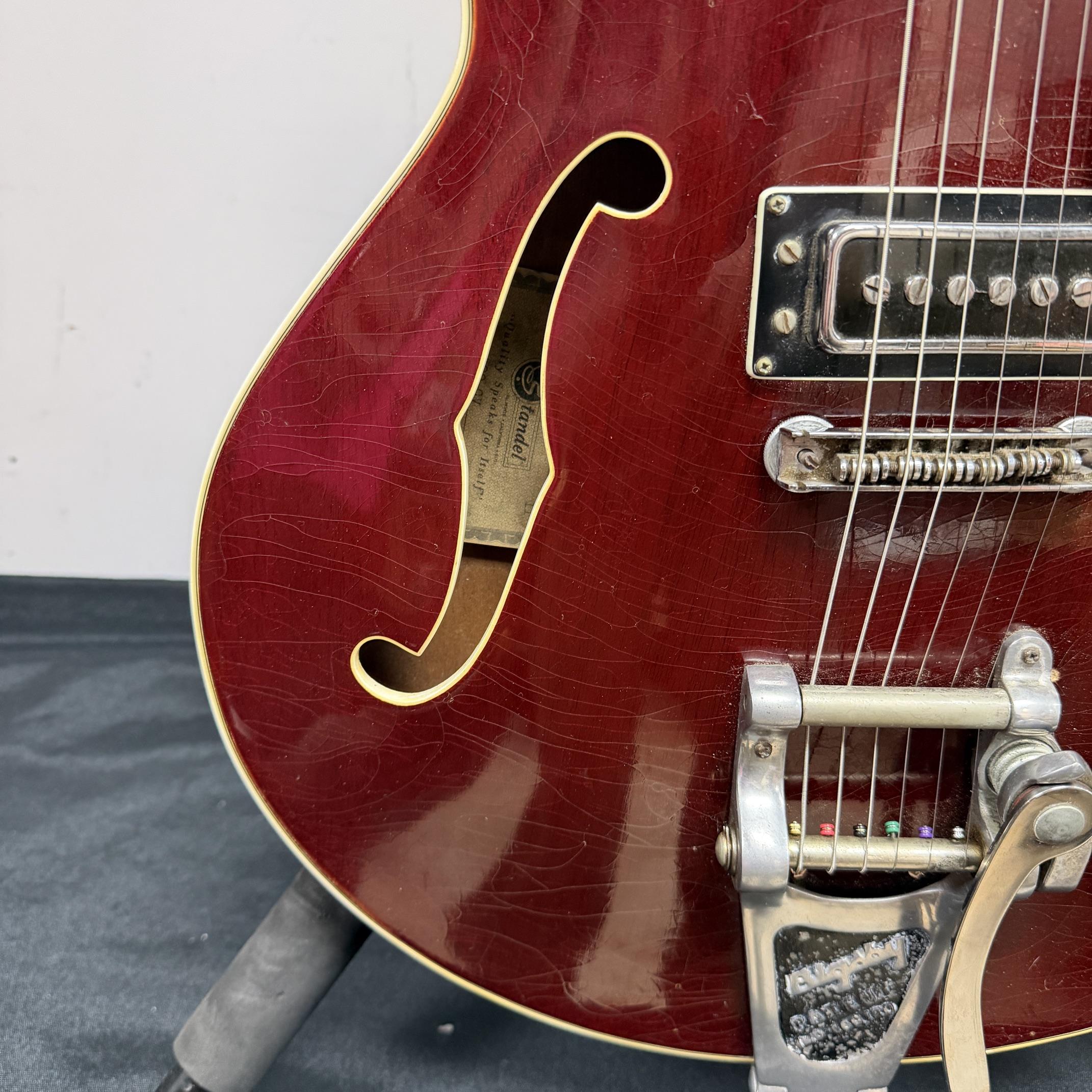 Vintage Standel 420-CV Semi-Hollowbody Electric Guitar 60's Made in the USA with Case Bigsby - Image 12