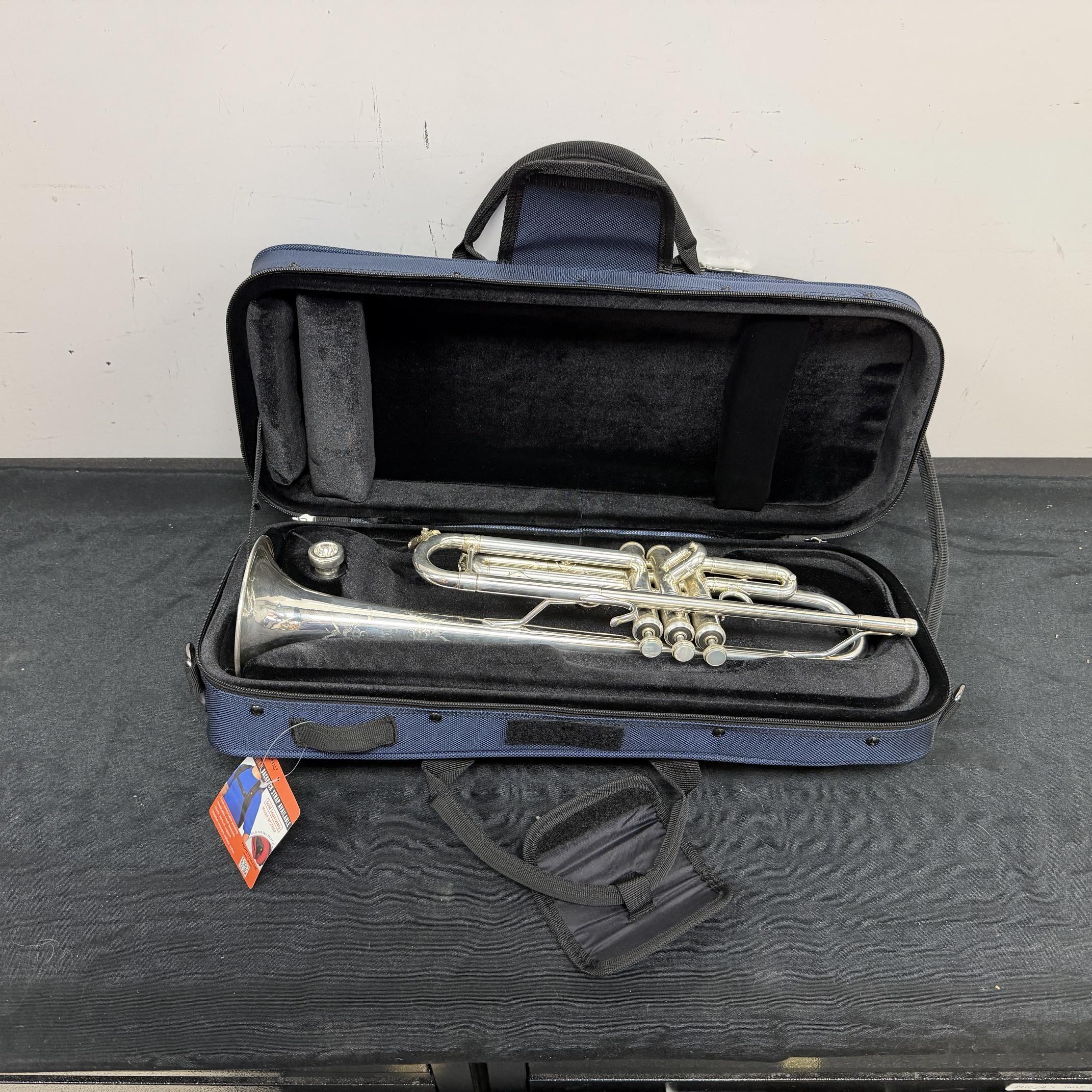 Used Bach TR-200 Silver Bb Trumpet with Pro Tec Case Just Serviced