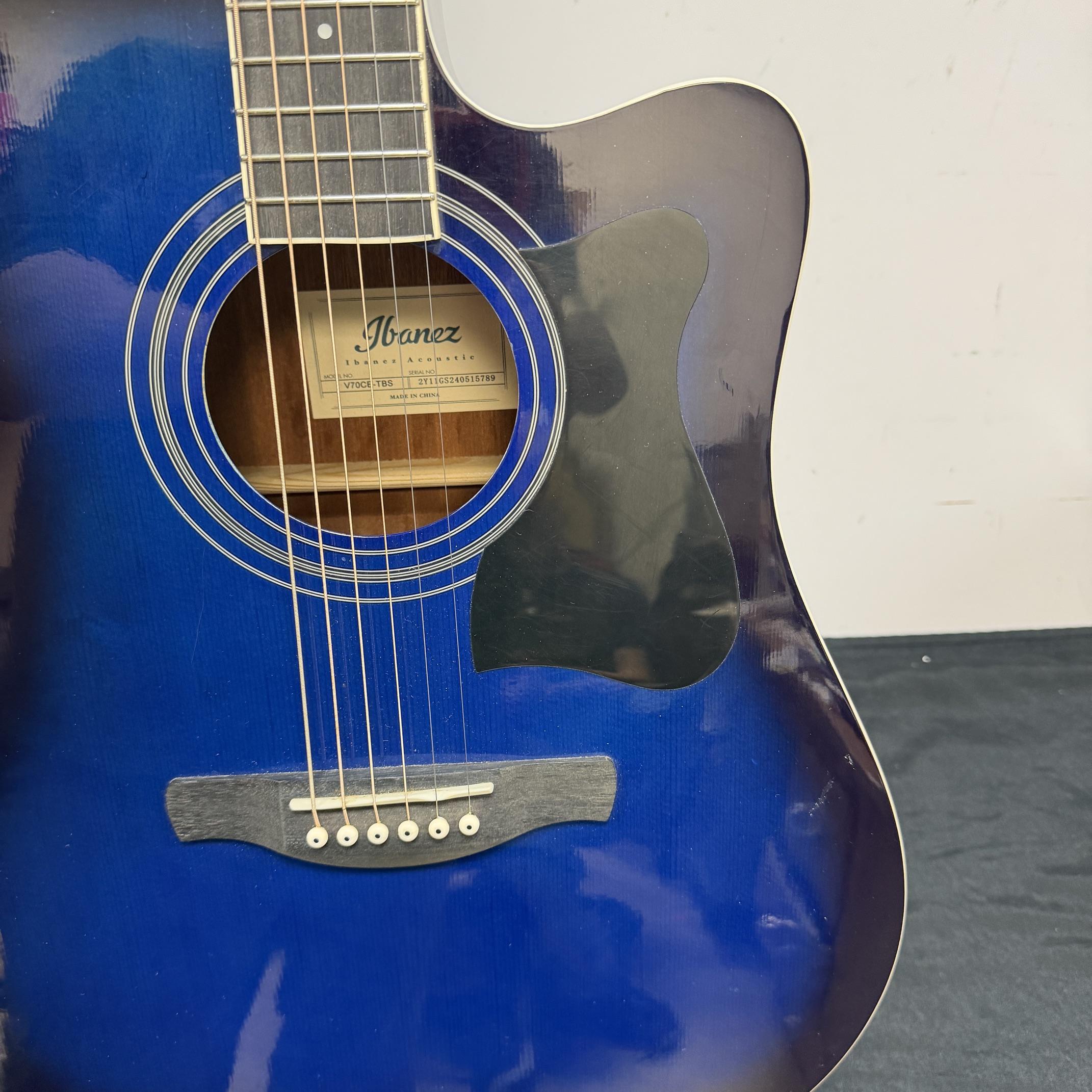 Used Ibanez V70CE-TBS Acoustic Electric Guitar Transparent Blue Sunburst - Image 10