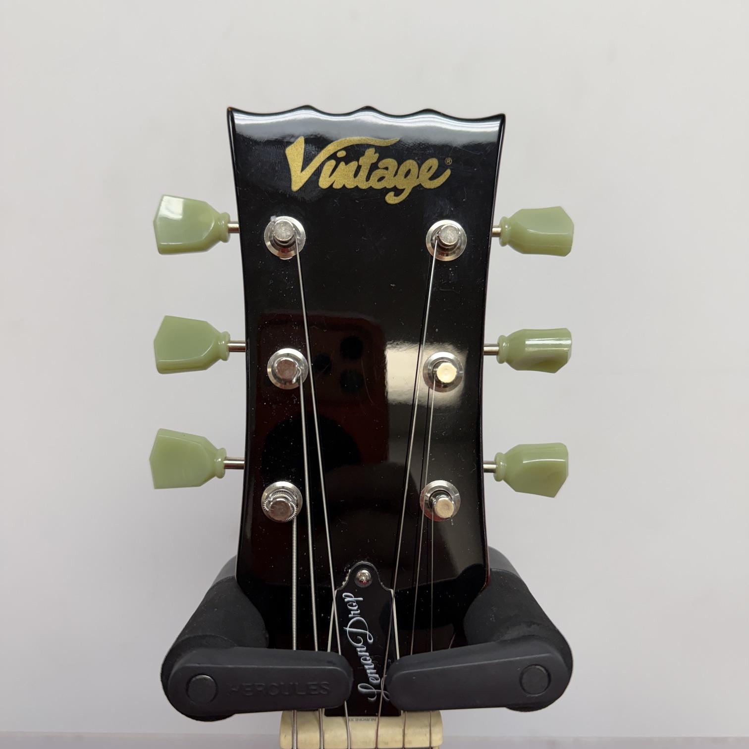 Used Vintage V100 Lemon Drop Les Paul-style Singlecut Electric Guitar with Wilkinson Pickups and Case - Image 4