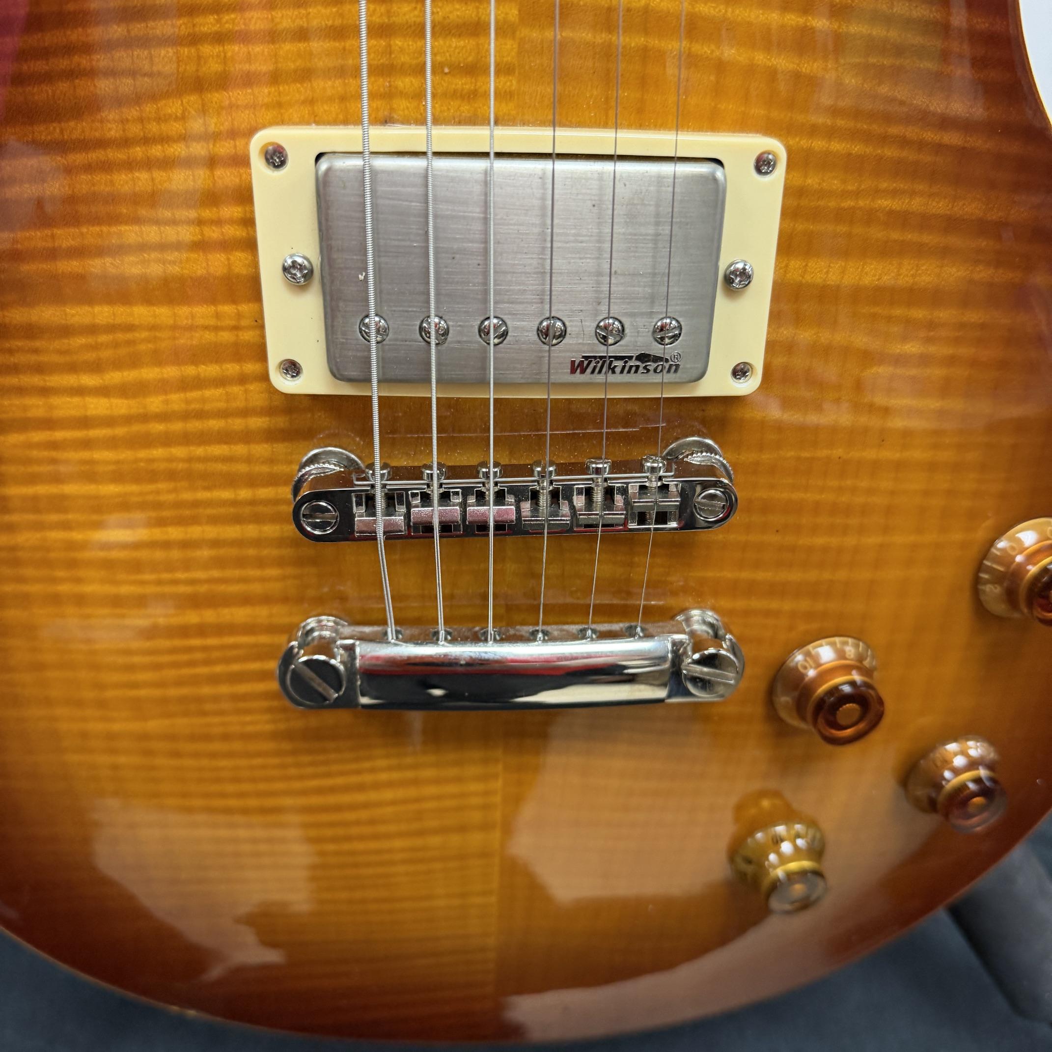 Used Vintage V100 Lemon Drop Les Paul-style Singlecut Electric Guitar with Wilkinson Pickups and Case - Image 10