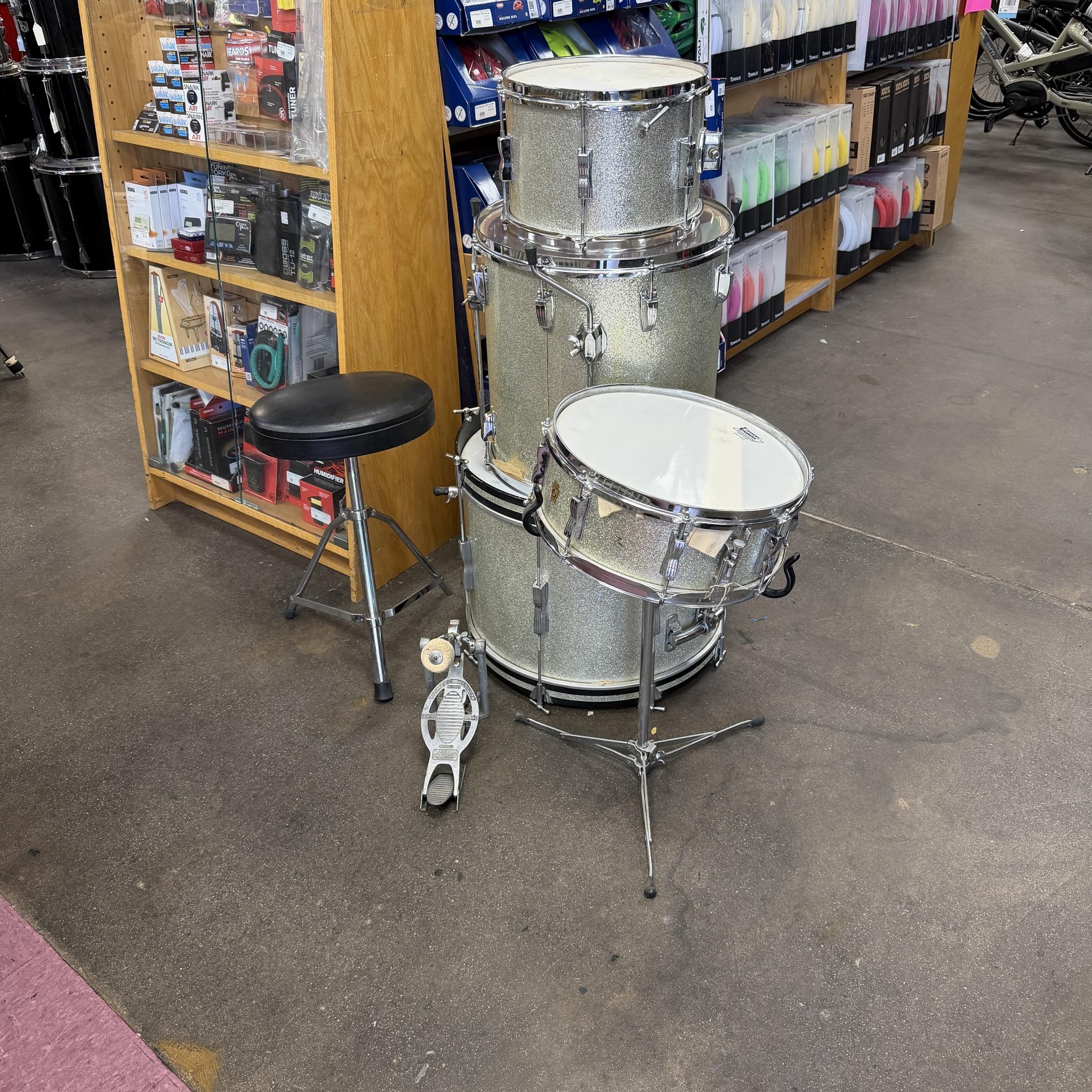 Vintage Ludwig Silver Sparkle Club Date 4-piece Drum Set 1968