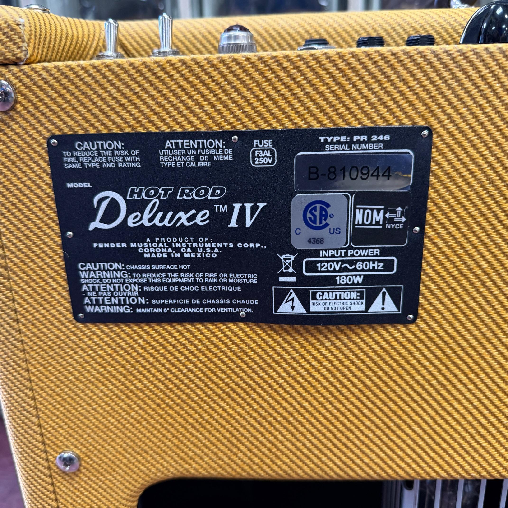 Used Fender Hot Rod DELUXE IV Limited Edition FSR Tweed Tube Guitar Amp Amplifier with Cover - Image 10