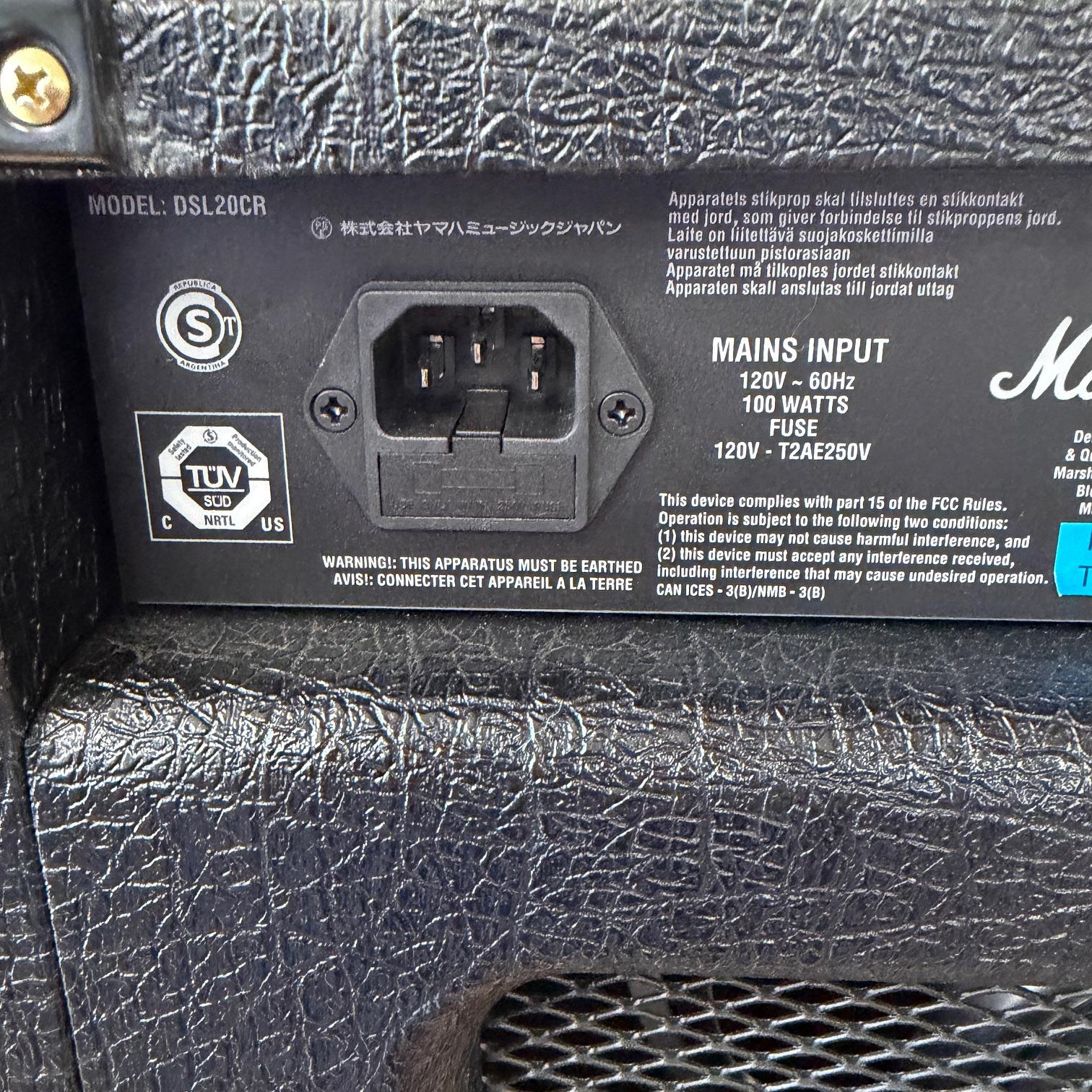 Used Marshall DSL20 CR 40-watt 2-Channel Tube Combo 1x12 Guitar Amp Amplifier - Image 9