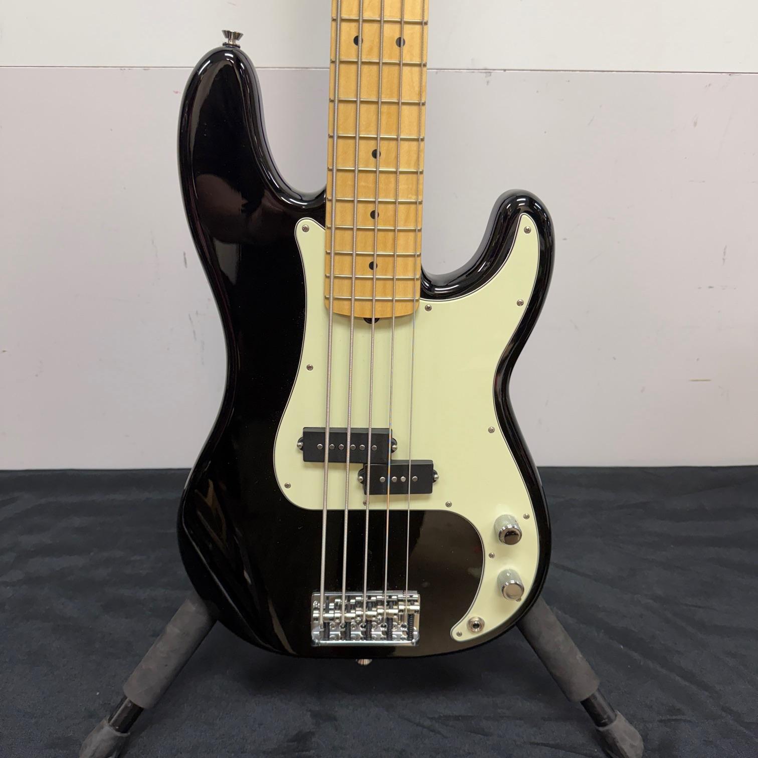 Used Fender American Professional V 5-String Electric Precision Bass Guitar Black Maple Neck with Case 2016 - Image 7
