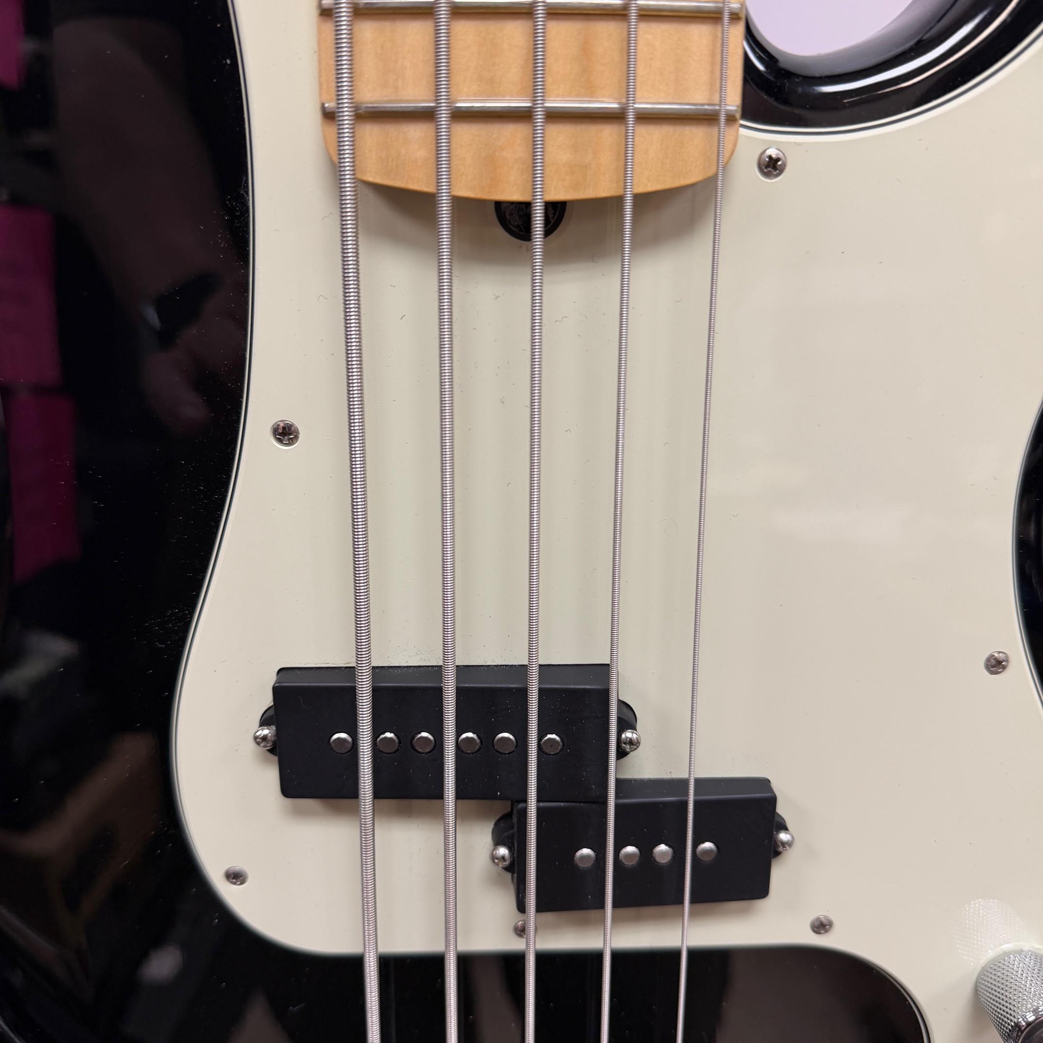Used Fender American Professional V 5-String Electric Precision Bass Guitar Black Maple Neck with Case 2016 - Image 8