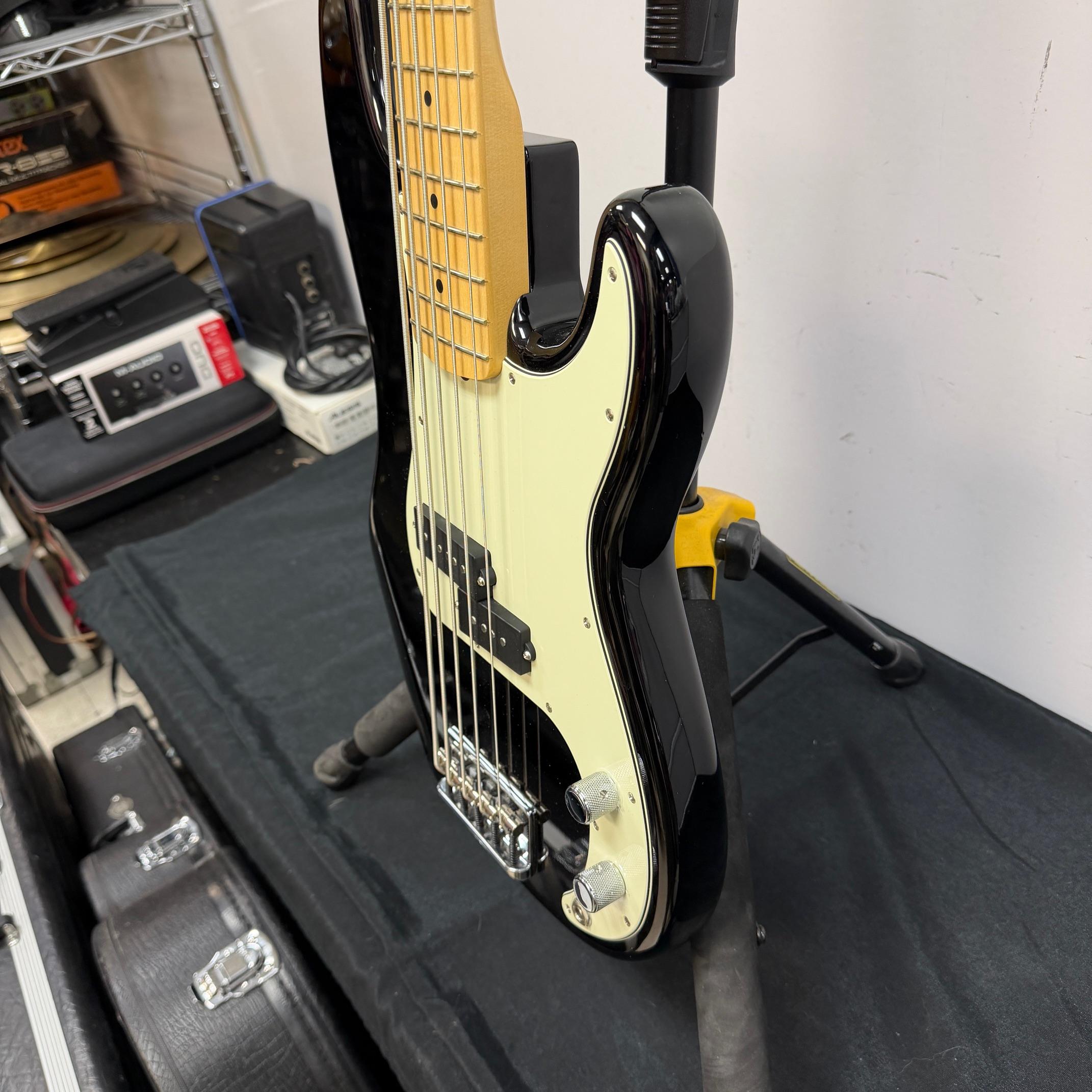 Used Fender American Professional V 5-String Electric Precision Bass Guitar Black Maple Neck with Case 2016 - Image 10