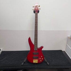 Used Yamaha RBX760A 4-String Active Electric Bass Guitar Transparent Red Gold Hardware