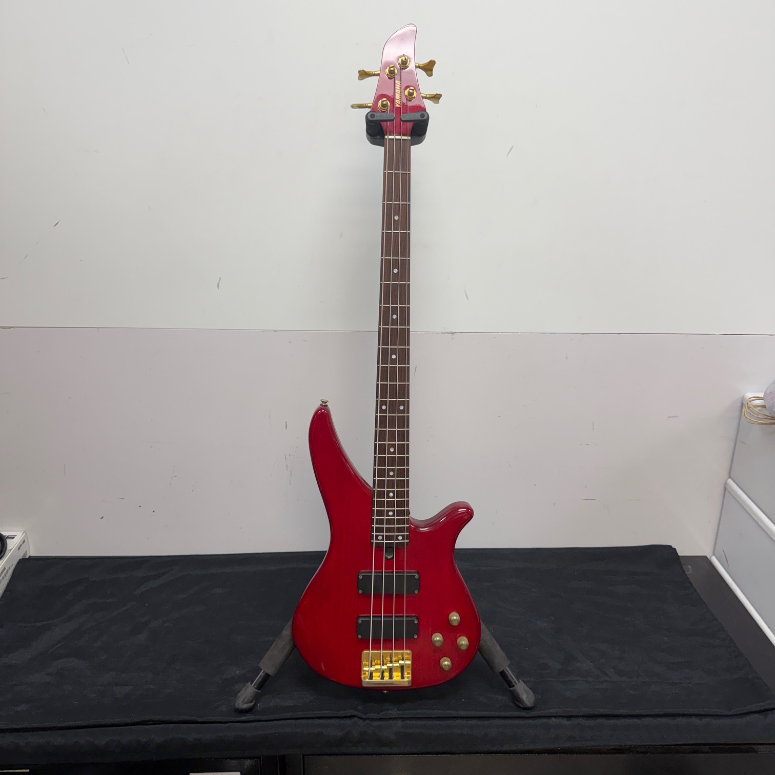 Used Yamaha RBX760A 4-String Active Electric Bass Guitar Transparent Red Gold Hardware